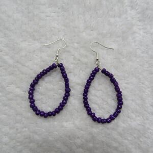 Blue Beads Stainless Steel Drop Earrings Chic Statements Handmade